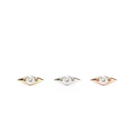 Tiny 14K Gold Minimalist Diamond Threadless End