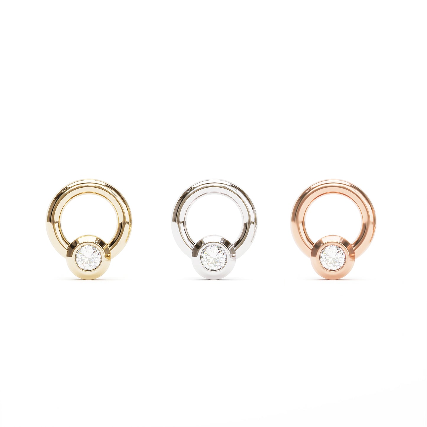 14K Gold Bezel-Set Diamond Open Circle Threadless End