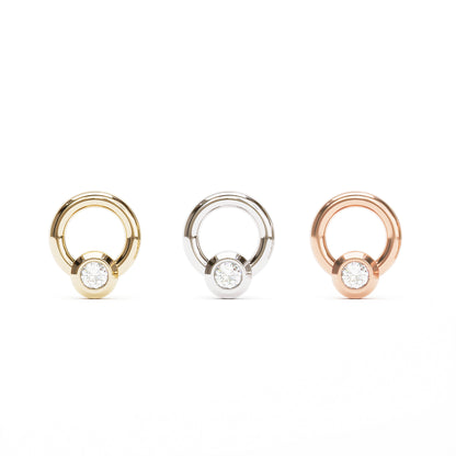 14K Gold Bezel-Set Diamond Open Circle Threadless End