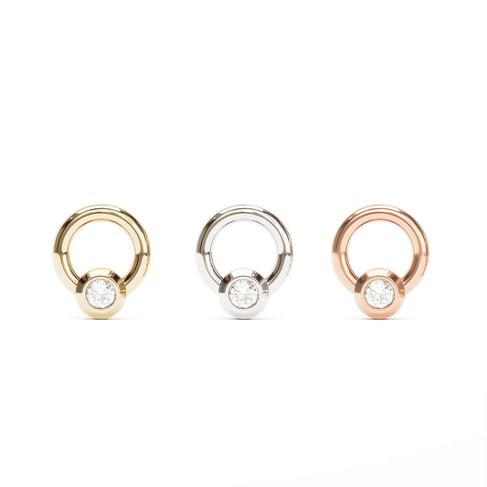 14K Gold Bezel-Set Diamond Open Circle Threadless End