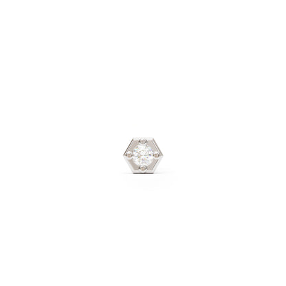 14K Gold Diamond Hexagon Threadless End
