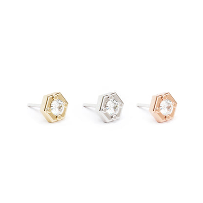 14K Gold Diamond Hexagon Threadless End