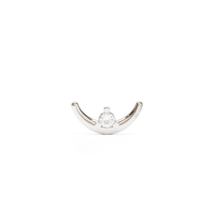 14K Gold Diamond Curved Crescent Moon Threadless End