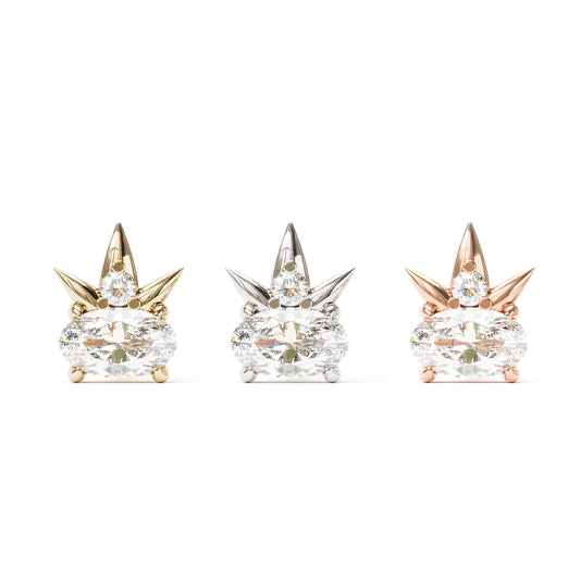 14K Gold Oval-Cut Diamond Crown Threadless End