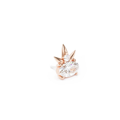 14K Gold Oval-Cut Diamond Crown Threadless End