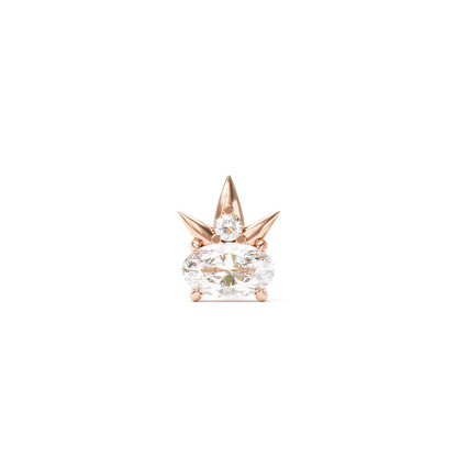 14K Gold Oval-Cut Diamond Crown Threadless End