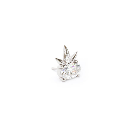 14K Gold Oval-Cut Diamond Crown Threadless End