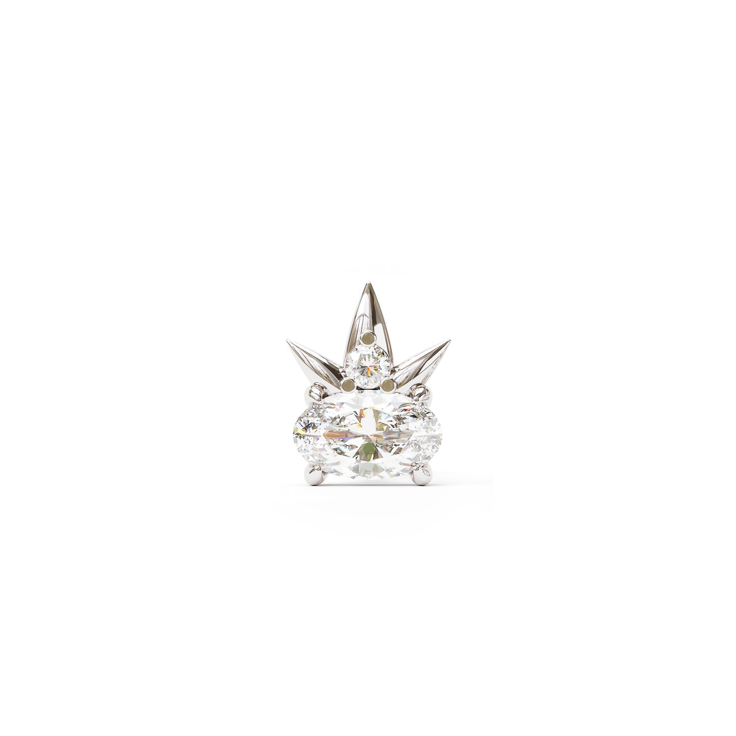 14K Gold Oval-Cut Diamond Crown Threadless End