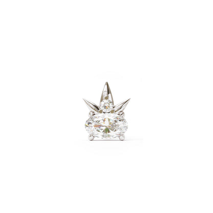 14K Gold Oval-Cut Diamond Crown Threadless End