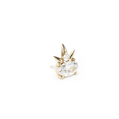 14K Gold Oval-Cut Diamond Crown Threadless End
