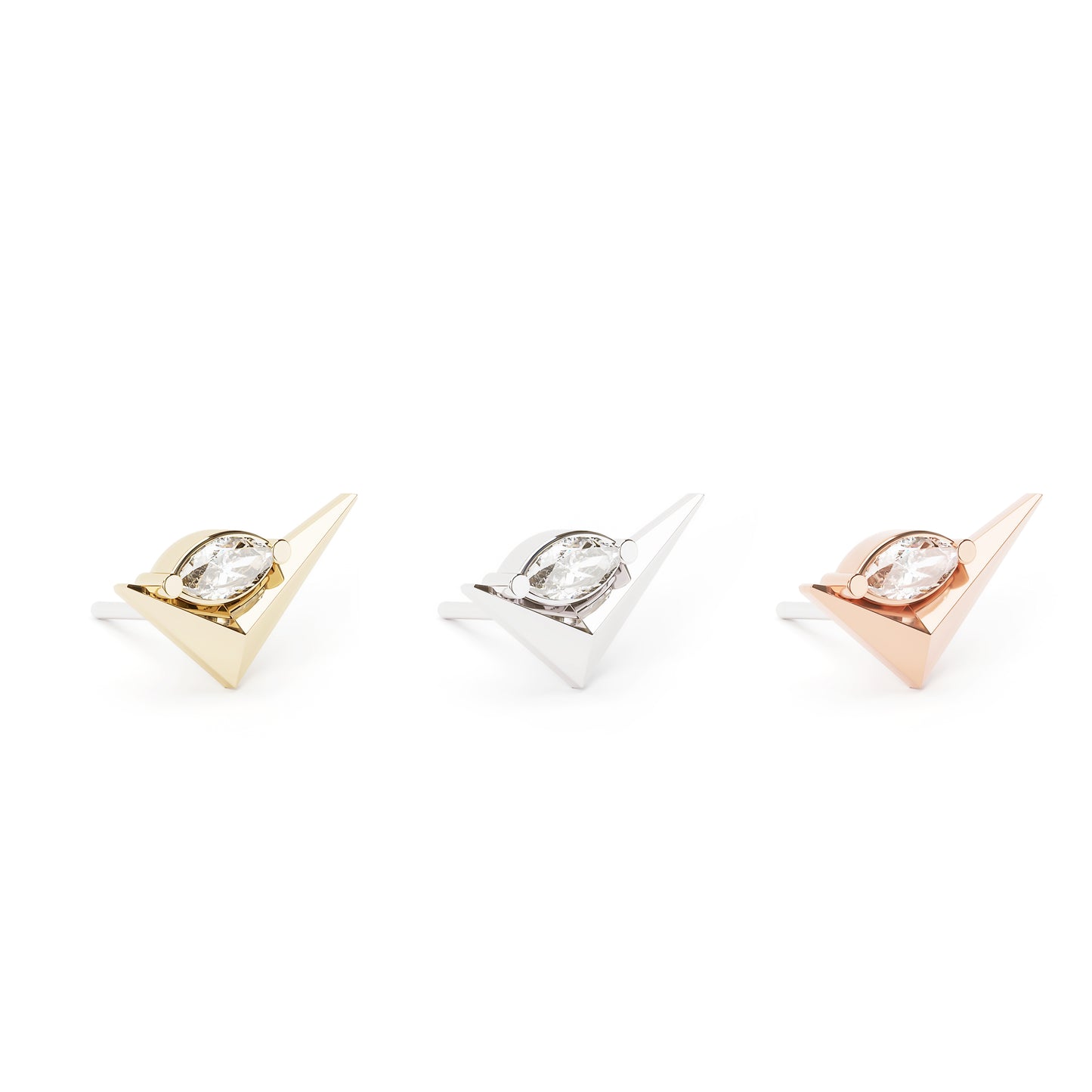 14K Gold Marquise Diamond Check Mark Threadless End