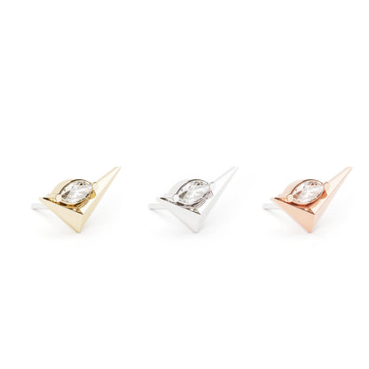 14K Gold Marquise Diamond Check Mark Threadless End