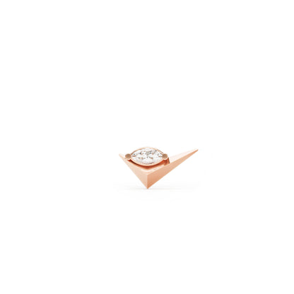 14K Gold Marquise Diamond Check Mark Threadless End