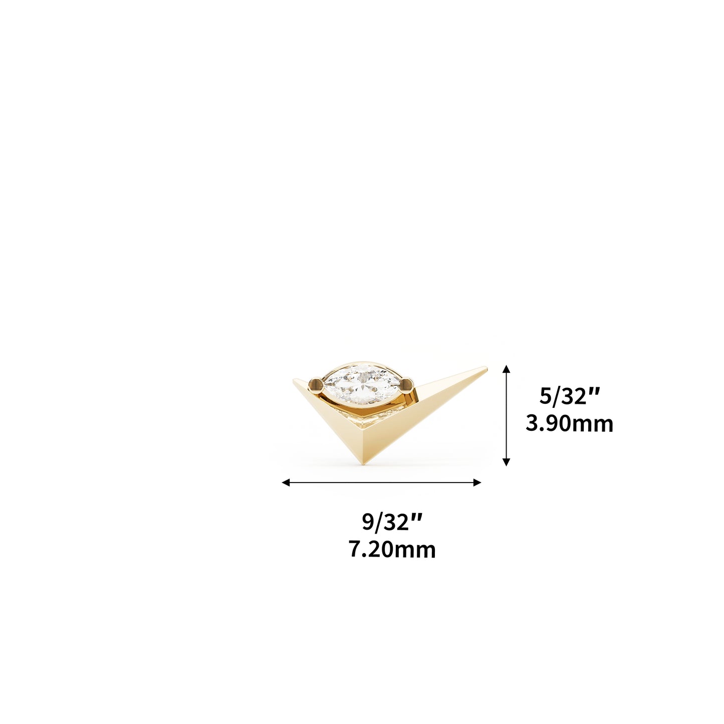 14K Gold Marquise Diamond Check Mark Threadless End