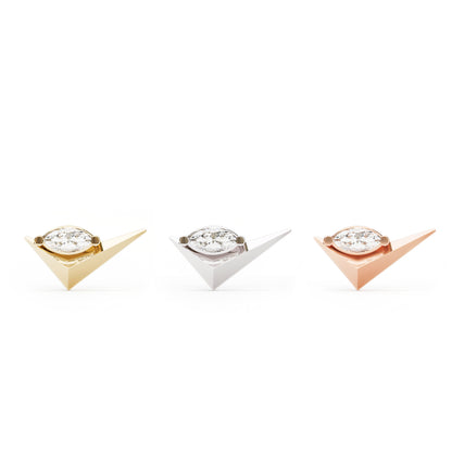 14K Gold Marquise Diamond Check Mark Threadless End