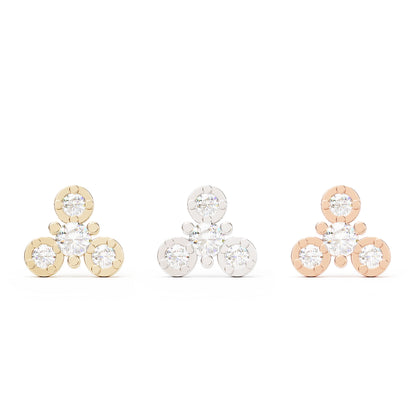 14K Gold Diamond Wheel Threadless End