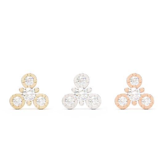 14K Gold Diamond Wheel Threadless End