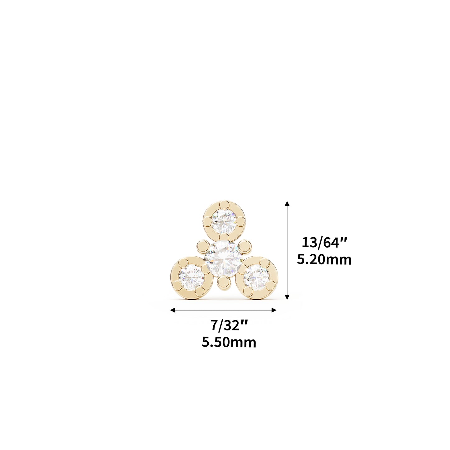 14K Gold Diamond Wheel Threadless End