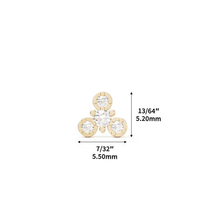 14K Gold Diamond Wheel Threadless End