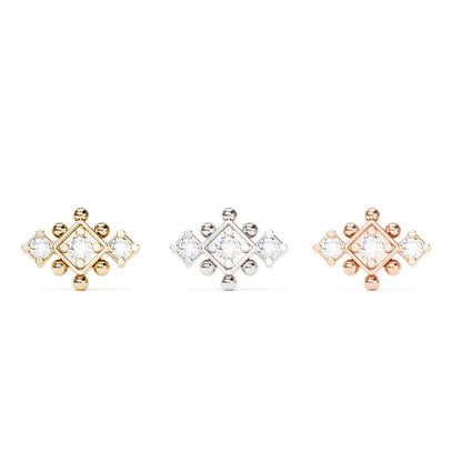 14K Gold Diamond Beaded Geometric Threadless End