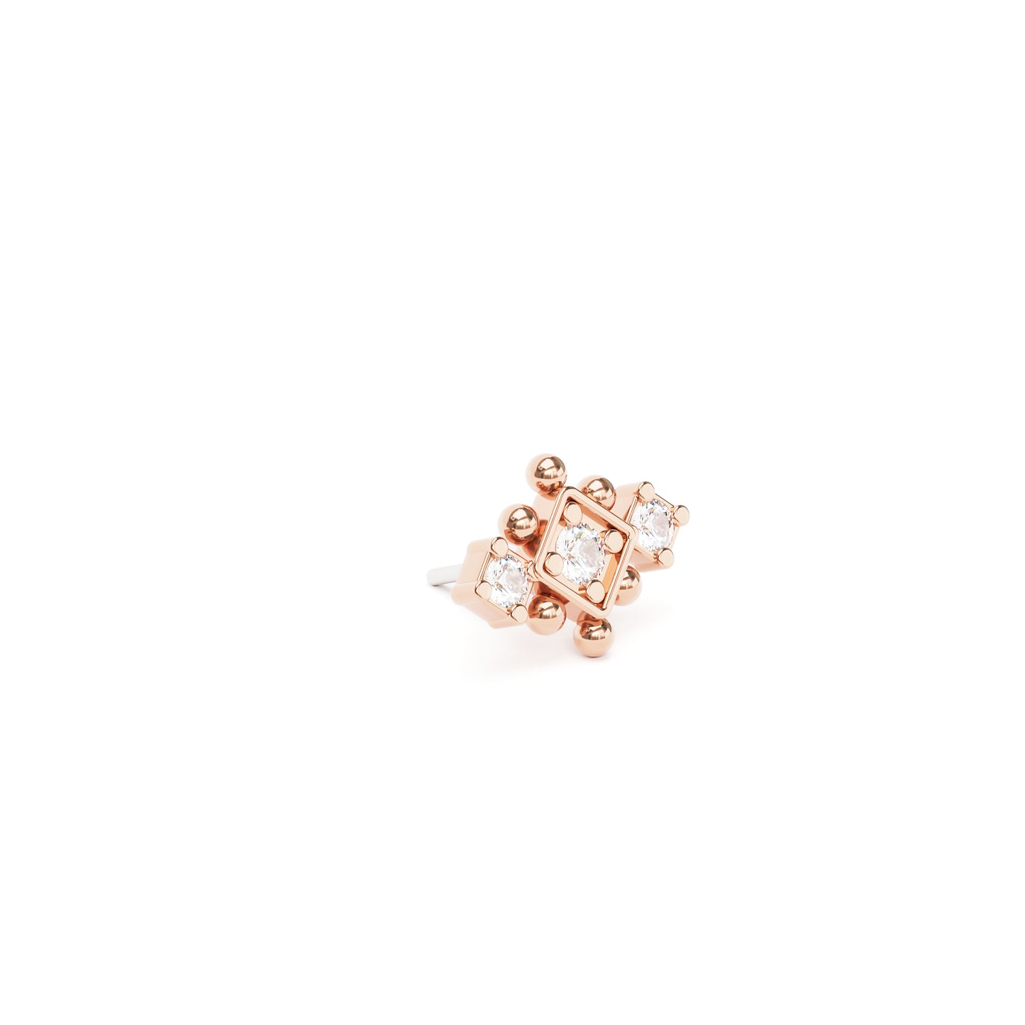 14K Gold Diamond Beaded Geometric Threadless End