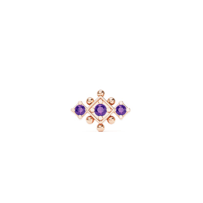 14K Gold Amethyst Beaded Geometric Threadless End