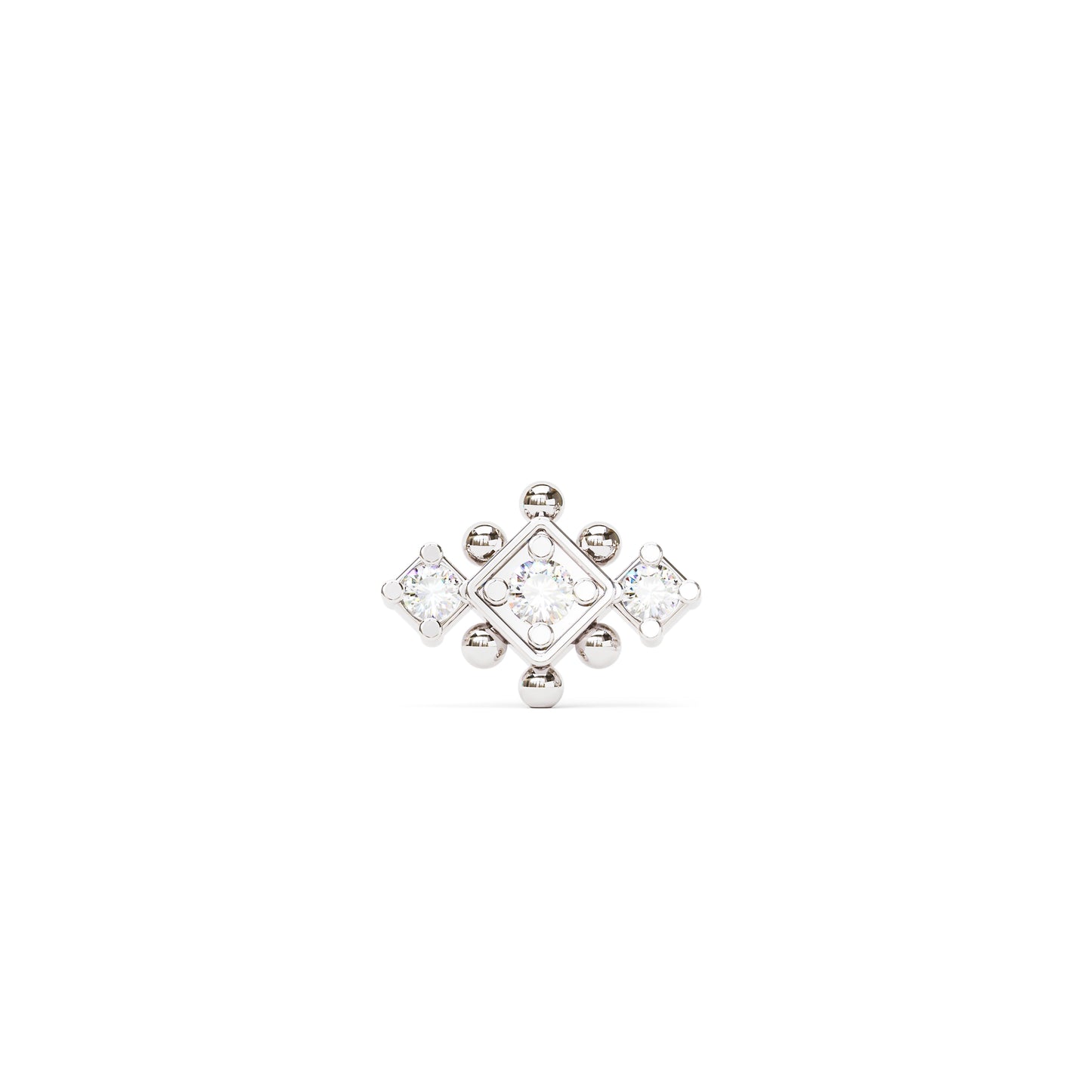 14K Gold Diamond Beaded Geometric Threadless End
