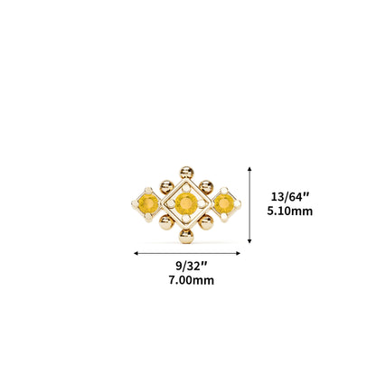 14K Gold Citrine Beaded Geometric Threadless End
