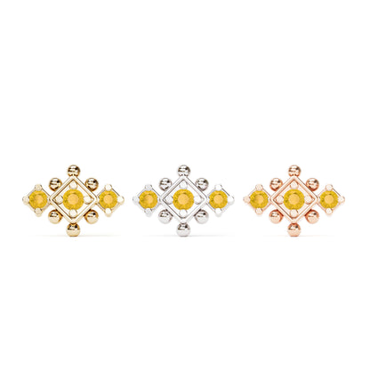 14K Gold Citrine Beaded Geometric Threadless End
