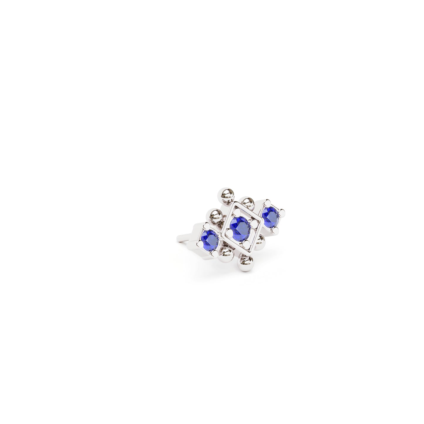 14K Gold Sapphire Beaded Geometric Threadless End