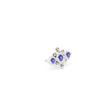 14K Gold Sapphire Beaded Geometric Threadless End