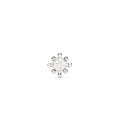 14K Gold Diamond Beaded Square Threadless End