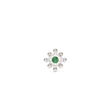 14K Gold Emerald Beaded Square Threadless End