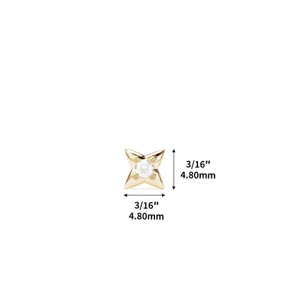 14K Gold Diamond Four Point Star Threadless End