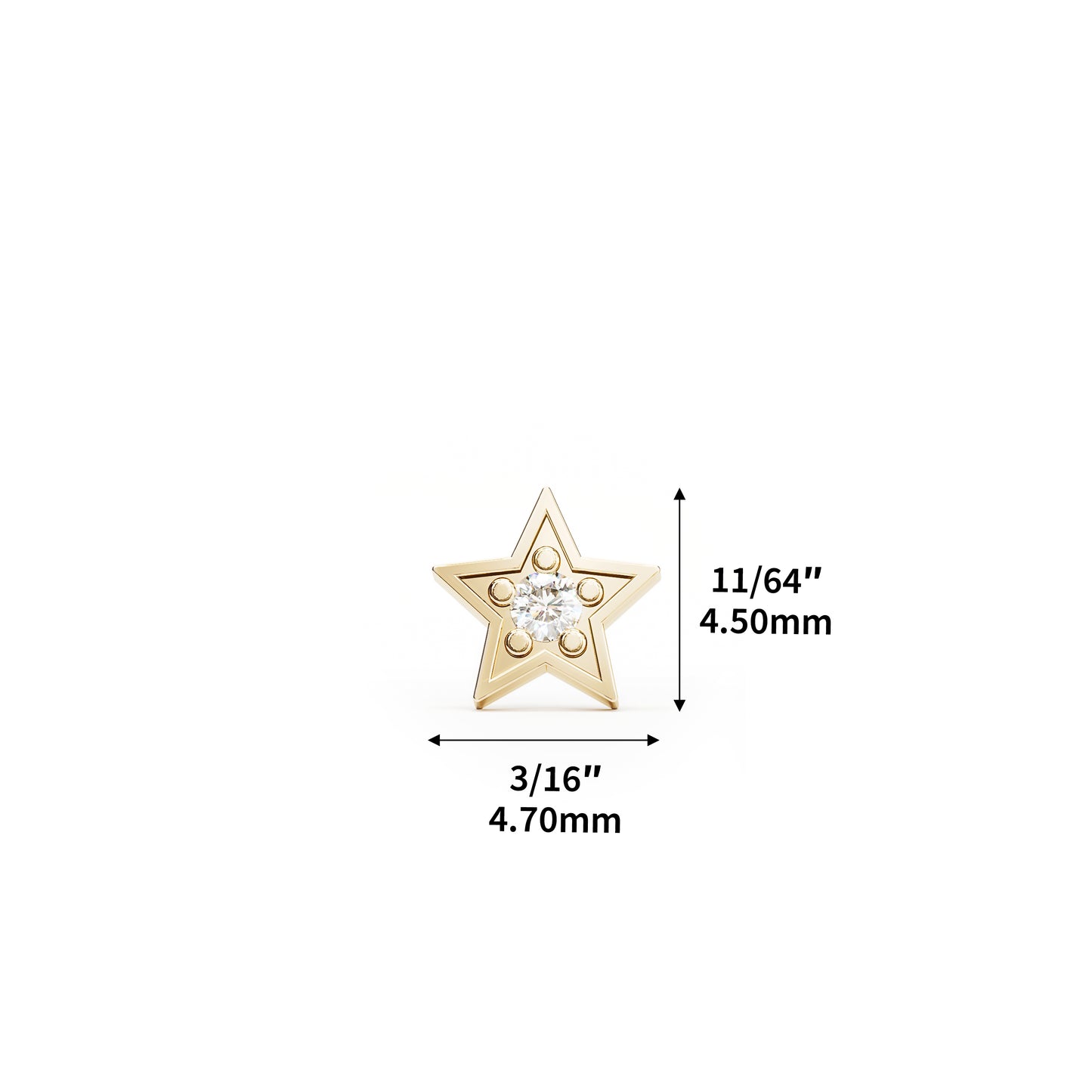 14K Gold Diamond Star Threadless End