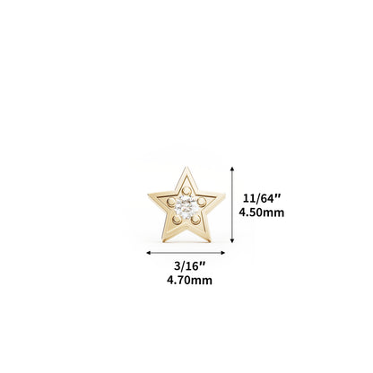 14K Gold Diamond Star Threadless End