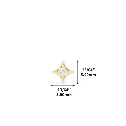 14K Gold Diamond Starburst Threadless End