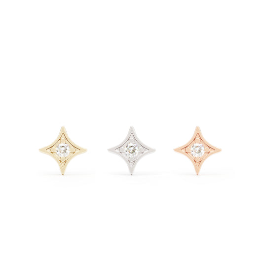 14K Gold Diamond Starburst Threadless End