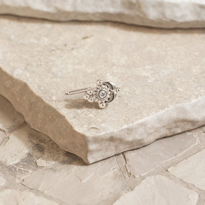 Solid Gold Diamond Indian L-Shape Nose Stud