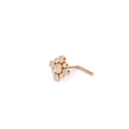 Solid Gold Diamond Square L-Shape Nose Stud