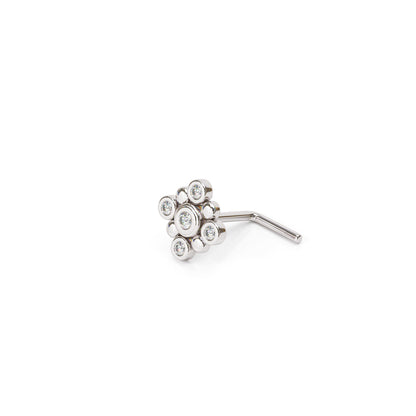 Solid Gold Diamond Square L-Shape Nose Stud