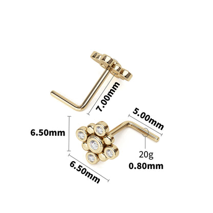 Solid Gold Diamond Square L-Shape Nose Stud