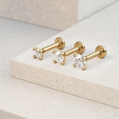 14K Gold Diamond Stud