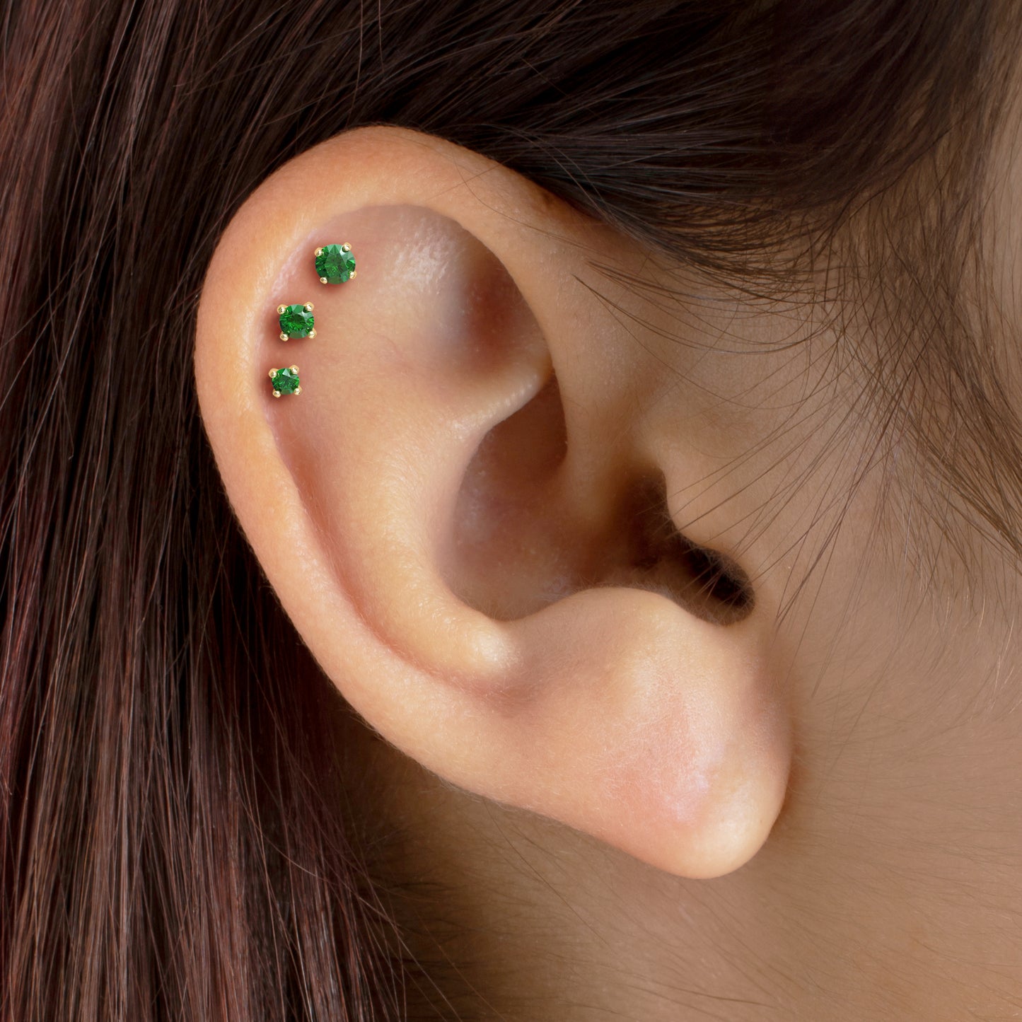 14K Gold Emerald Stud
