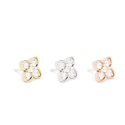 14K Gold Prong-Set Diamond Clover Threadless End