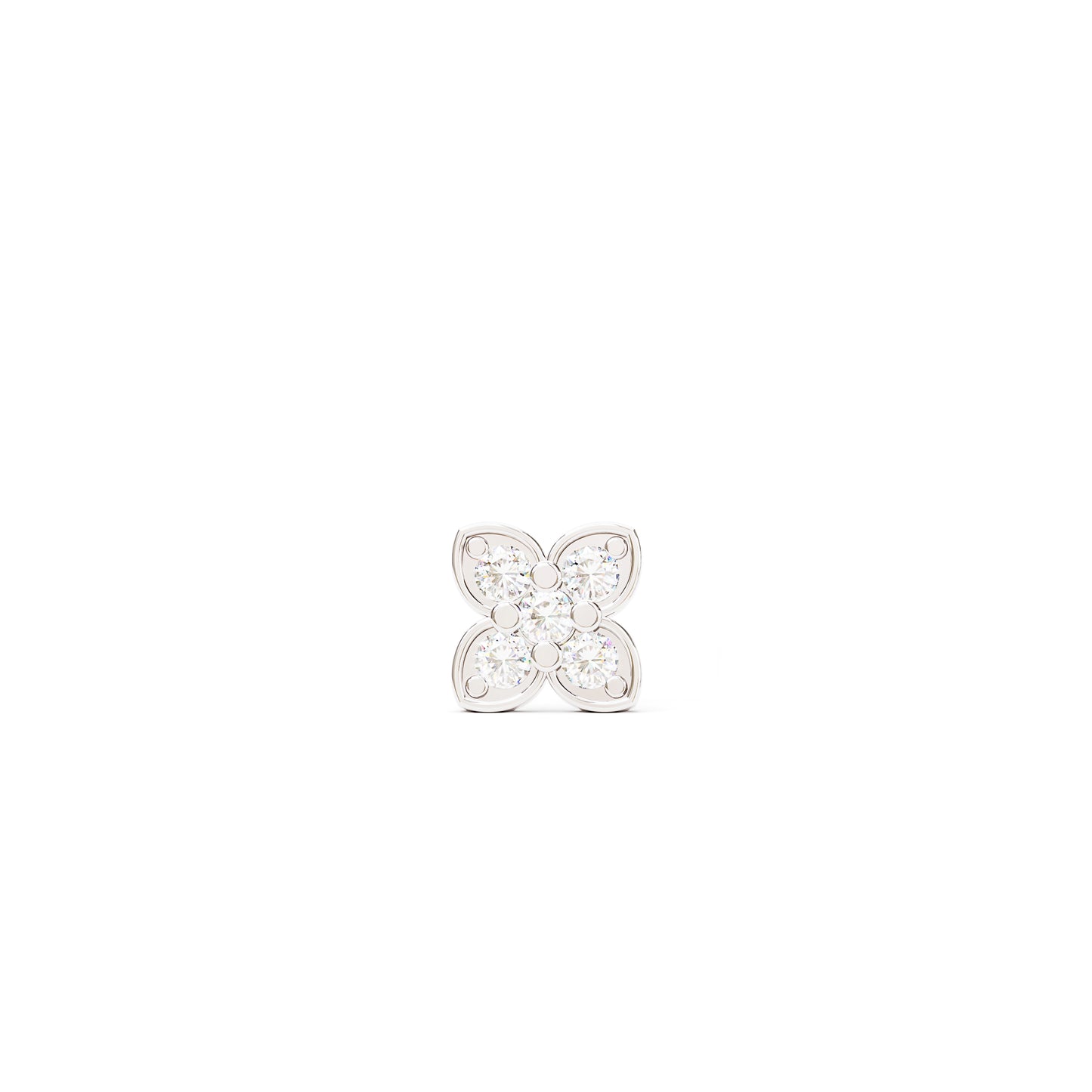 14K Gold Prong-Set Diamond Clover Threadless End