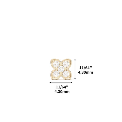 14K Gold Prong-Set Diamond Clover Threadless End