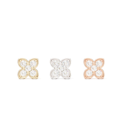 14K Gold Prong-Set Diamond Clover Threadless End