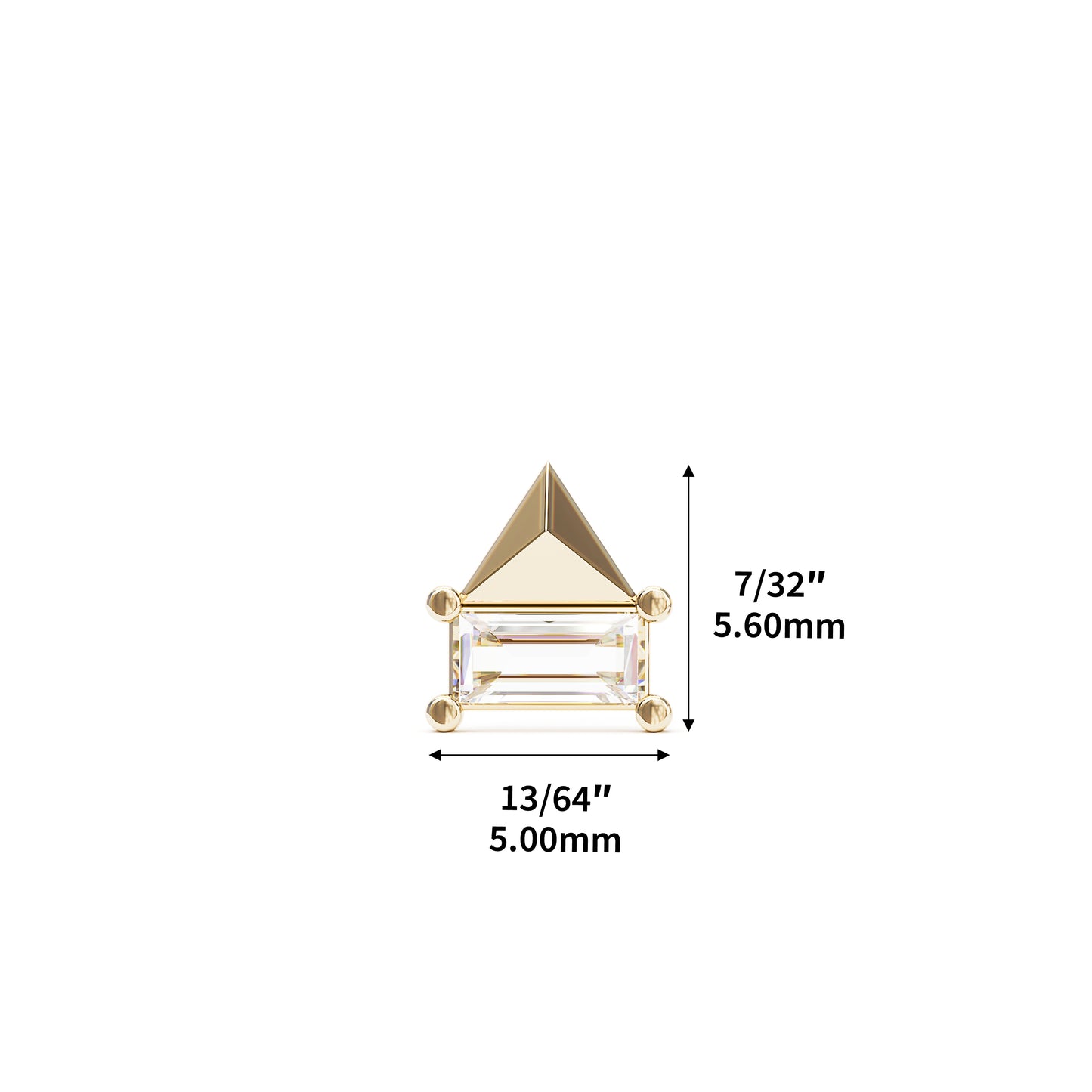 14K Gold Baguette Diamond Threadless End