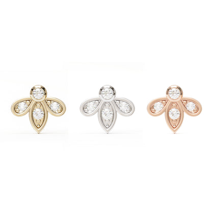 14K Gold Diamond Lotus Threadless End